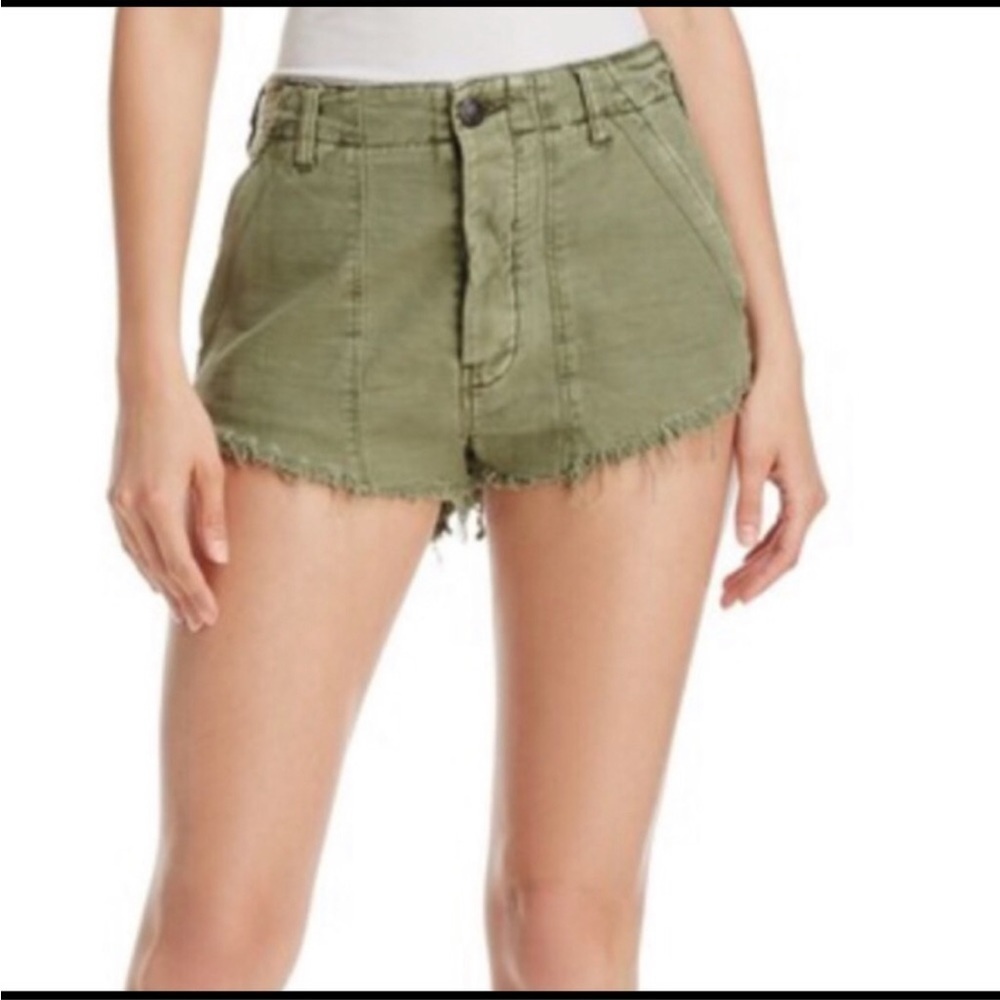 Free People Cut Off Frayed Hem button Denim Shorts